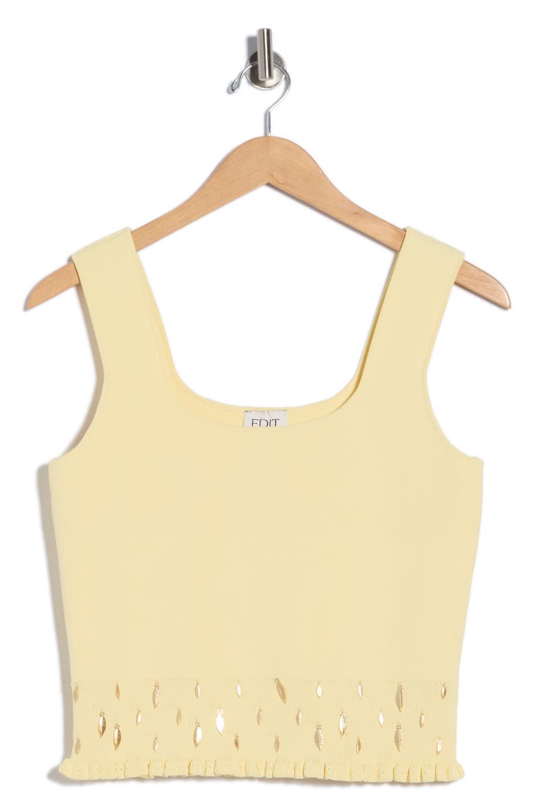Smocked Embellished Hem Tank, Alternate, color, BUTTERCUP