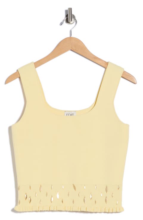 Smocked Embellished Hem Tank