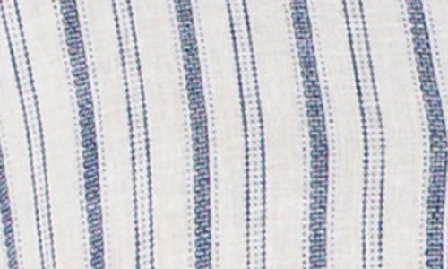 Liverpool Los Angeles Stripe Short Sleeve Linen & Cotton Button-up Shirt In White/navy