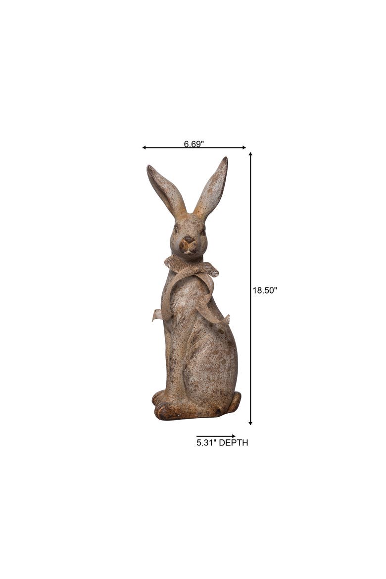18 Inch MGO Sitting Garden Bunny Resin Multicolored for Spring Home Decor, Alternate, color, Brown