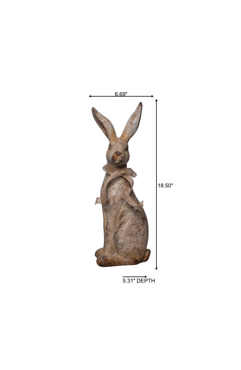 Transpac 18 Inch MGO Sitting Garden Bunny Resin Multicolored for Spring Home Decor, Alternate, color, Brown