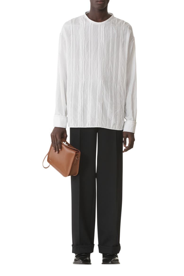 Pleated Silk Top, Main, color, Ecru
