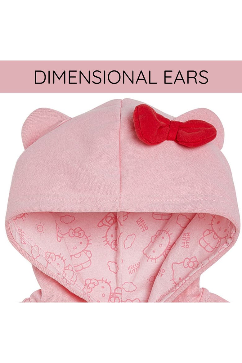 Hooded Ears Fleece Zip-Up Hoodie, Alternate, color, Hello Kitty Pink