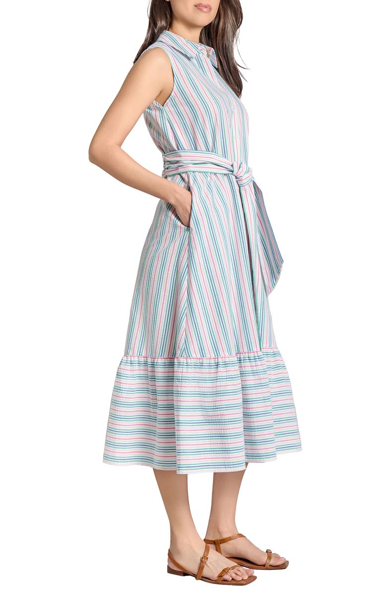 Jones New York Stripe Belted Sleeveless Shirtdress, Alternate, color, 