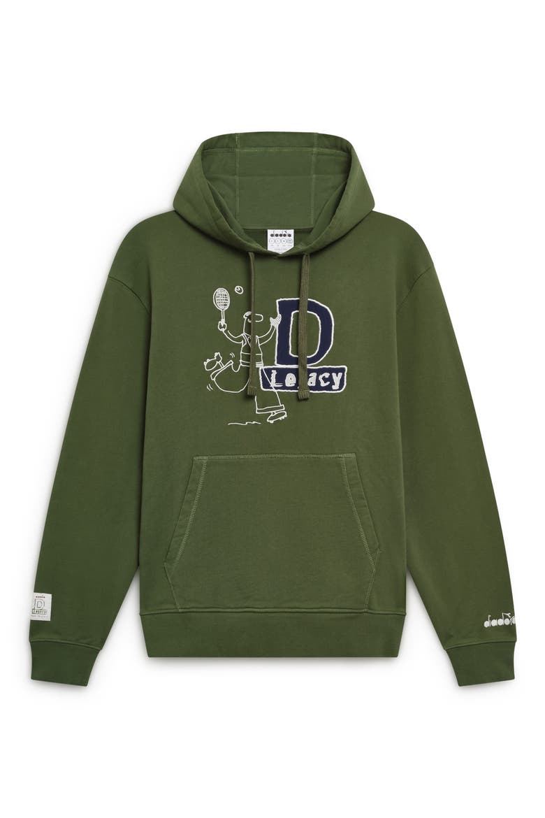 Legacy Embroidered Fleece Hoodie, Alternate, color, GREEN BOTANIC