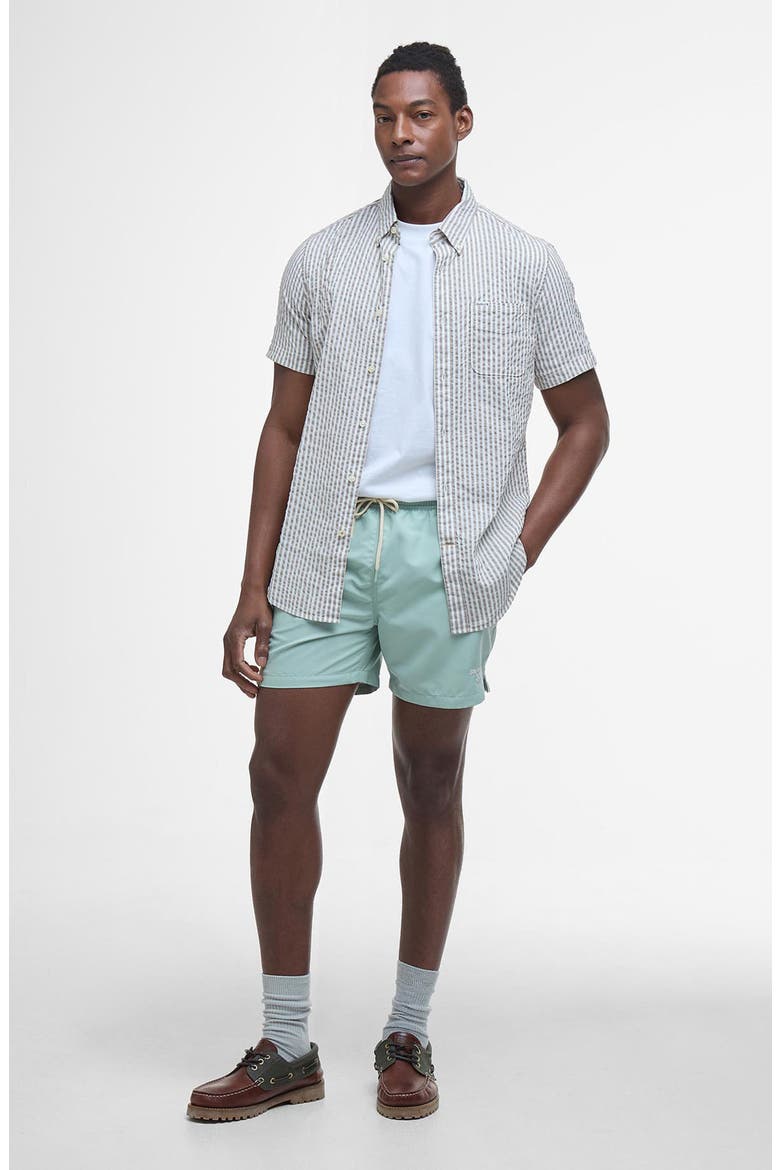 Staple Logo Swim Trunks, Alternate, color, PALE APPLE GREEN