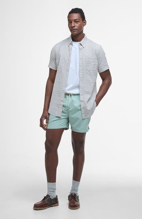 Barbour Staple Logo Swim Trunks In Pale Apple Green