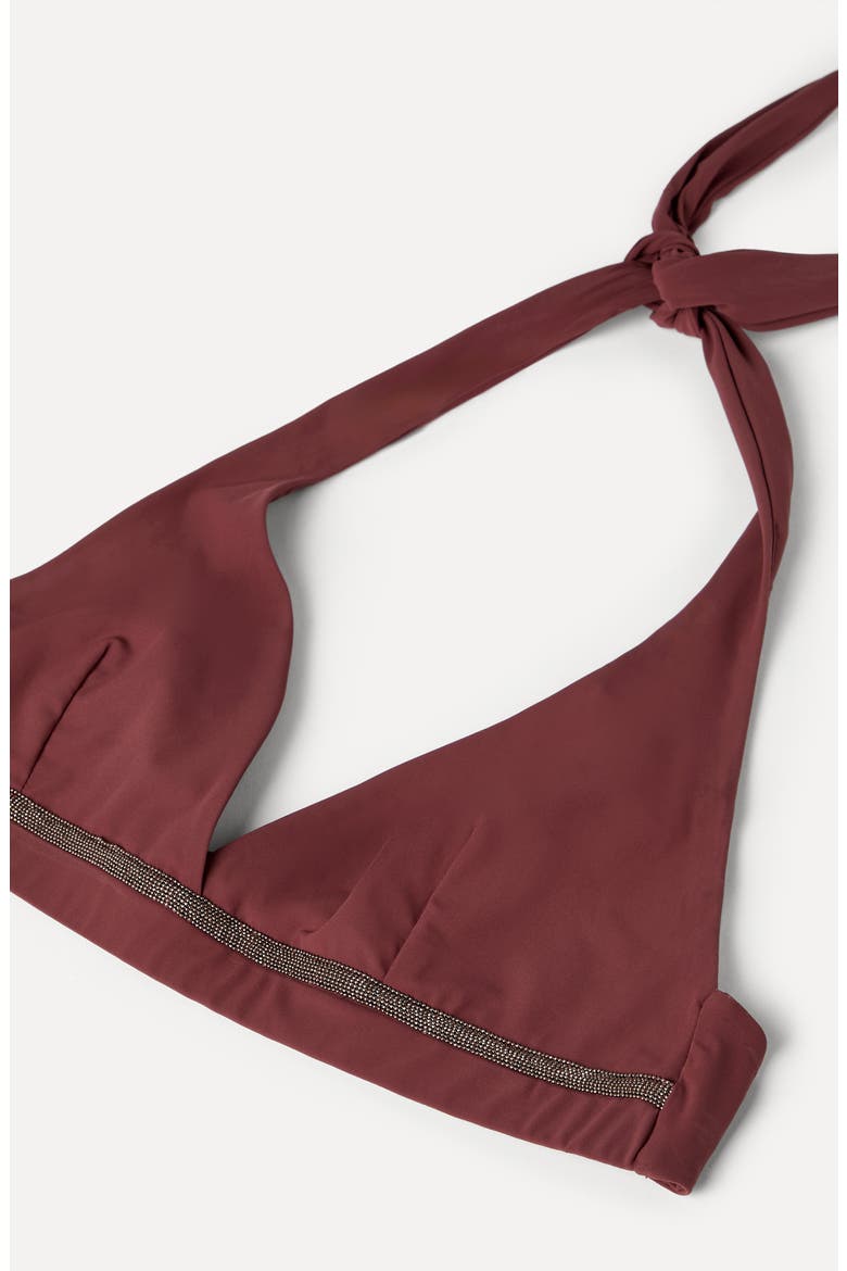 Bikini top with monili, Alternate, color, Bordeaux