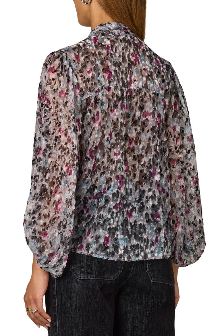 Abstract Print Burnout Velvet Peasant Top, Alternate, color, BLACK/ PLUM MULTI