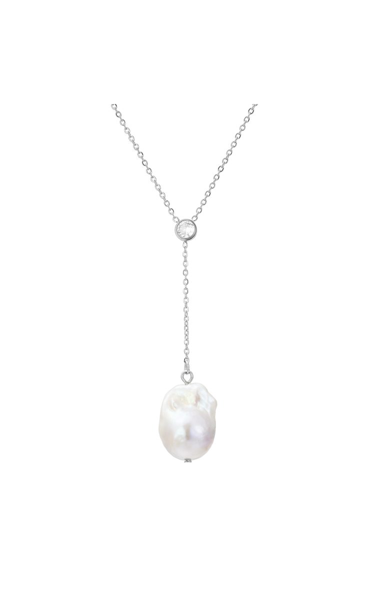 Untamed Petals Odessa Freshwater Pearl Lariat, Main, color, Silver