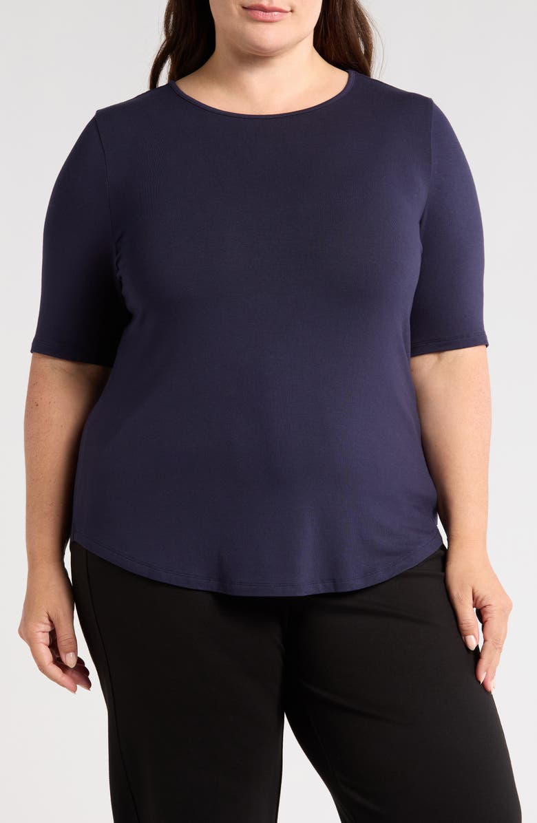 Universal Standard Lily Liquid Jersey Crewneck Top, Main, color, Midnight