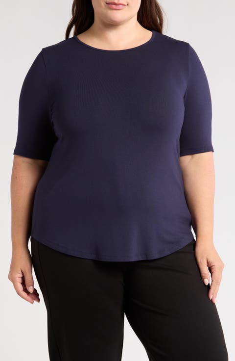 Lily Liquid Jersey Crewneck Top (Plus)
