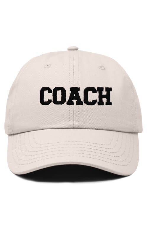 Dalix Coach Embroidered Sports Dad Cap In Beige