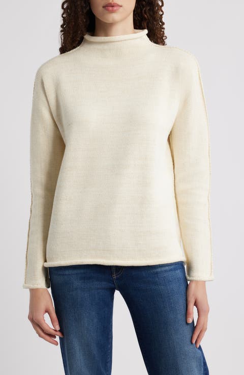Monterey Stripe Cotton Funnel Neck Sweater
