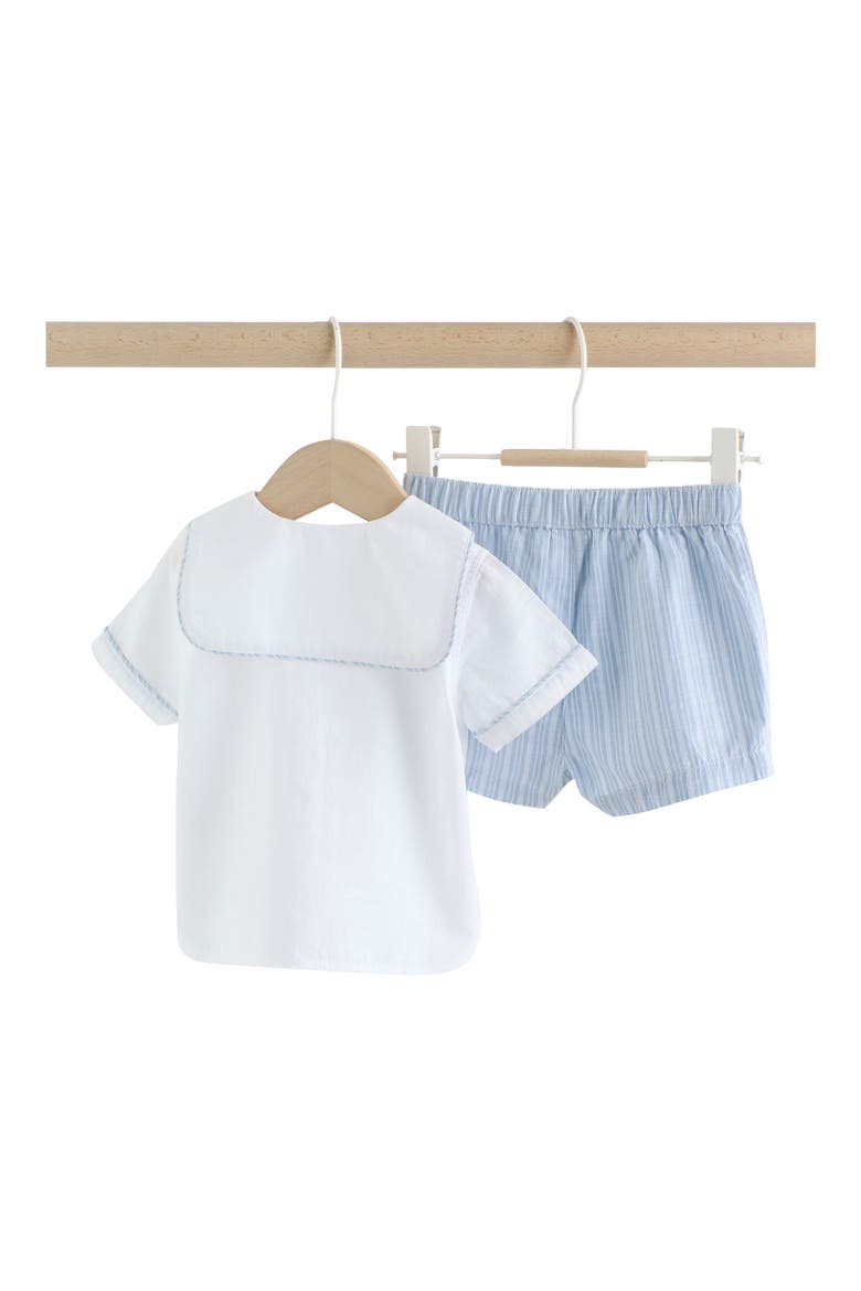 Nautical Button-Up Shirt & Stripe Shorts Set, Alternate, color, BLUE