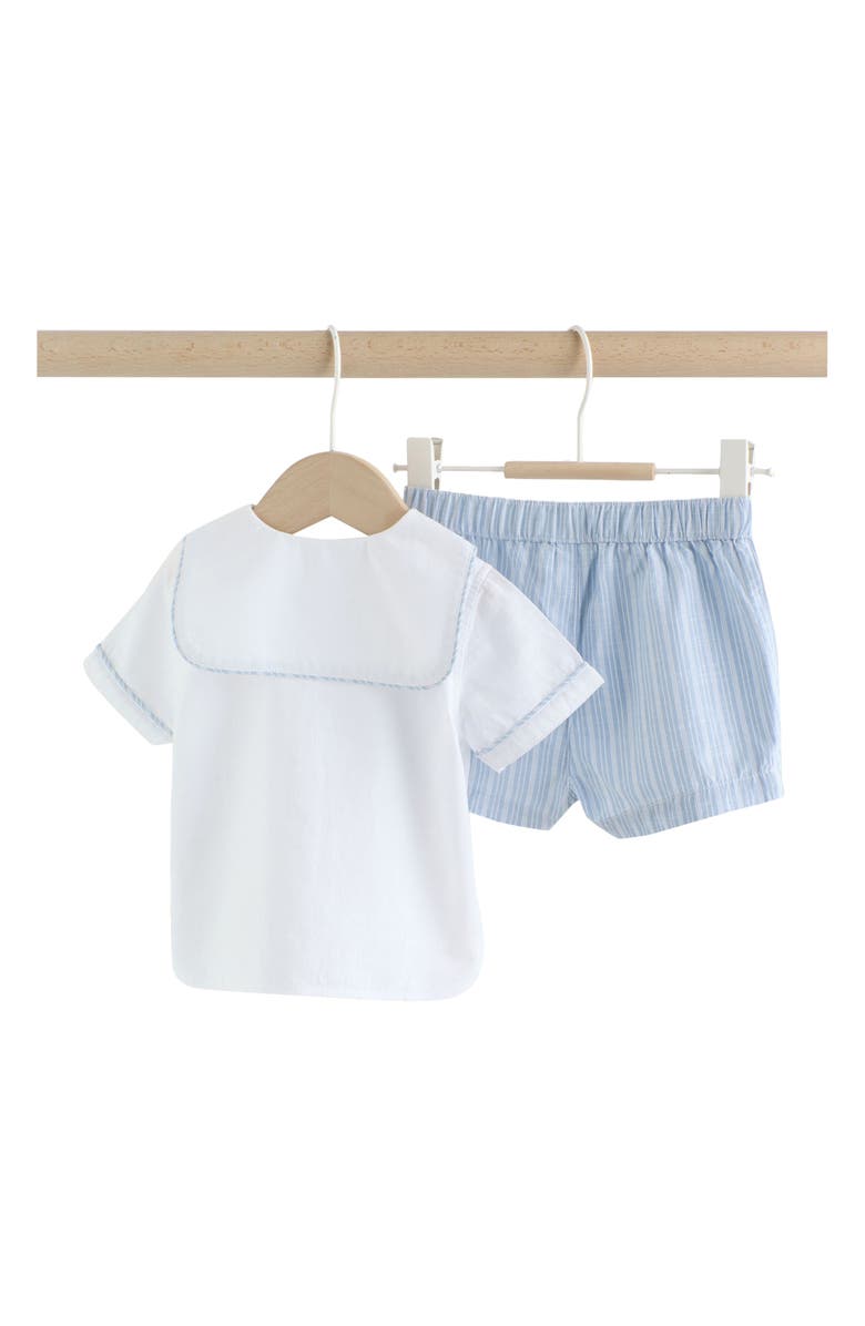 NEXT Nautical Button-Up Shirt & Stripe Shorts Set, Alternate, color, Blue