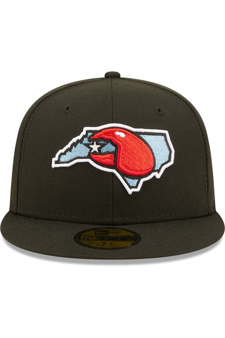 Men's New Era Black Hickory Crawdads Authentic Collection Road 59FIFTY Fitted Hat, Alternate, color, Black