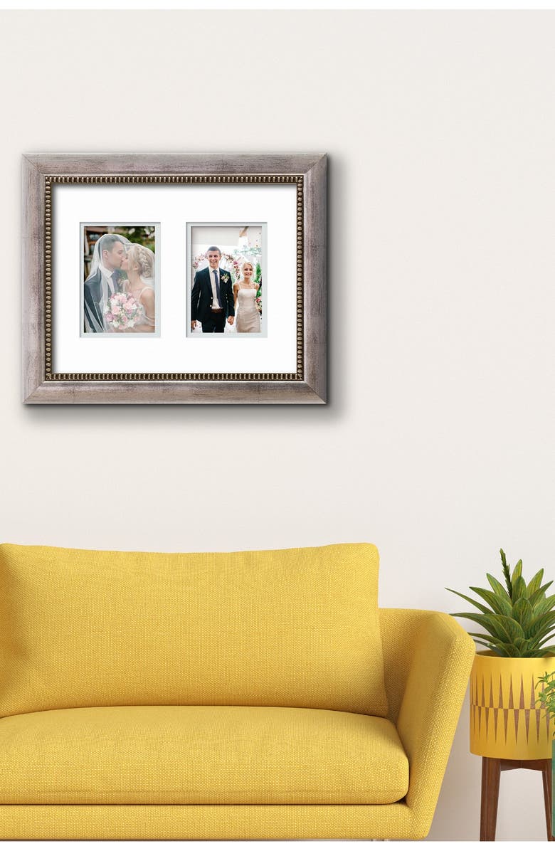 COURTSIDE MARKET Tempo Collection Modern Silver/Silver 11x14 2-4x6 Openings Collage Frame, Main, color,