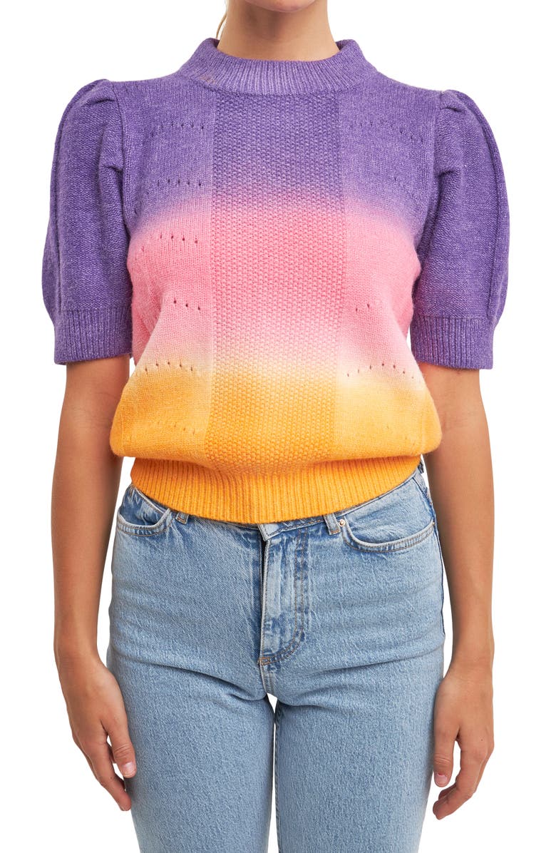 English Factory Ombré Sweater, Alternate, color, Purple/ Orange