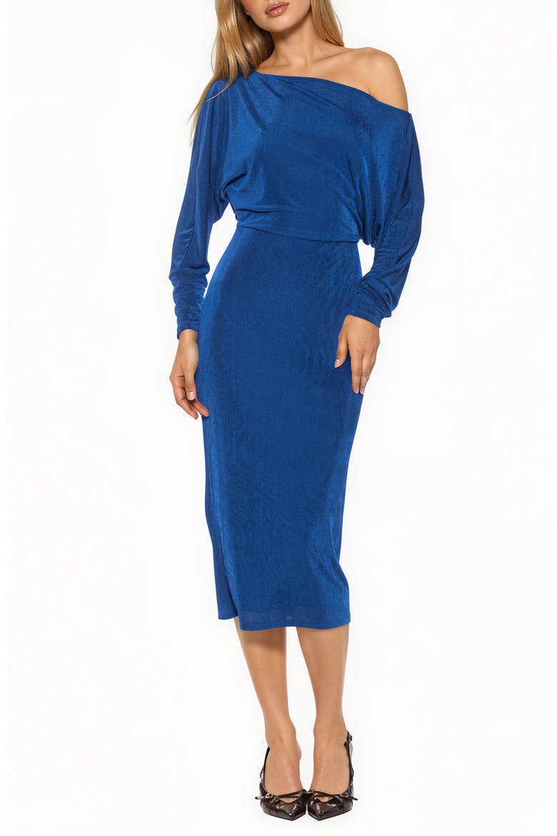 Cassian One-Shoulder Long Sleeve Midi Dress, Main, color, COBALT