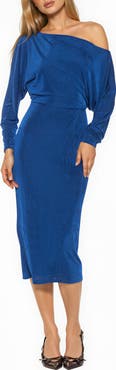 Alexia Admor Cassian One-Shoulder Long Sleeve Midi Dress