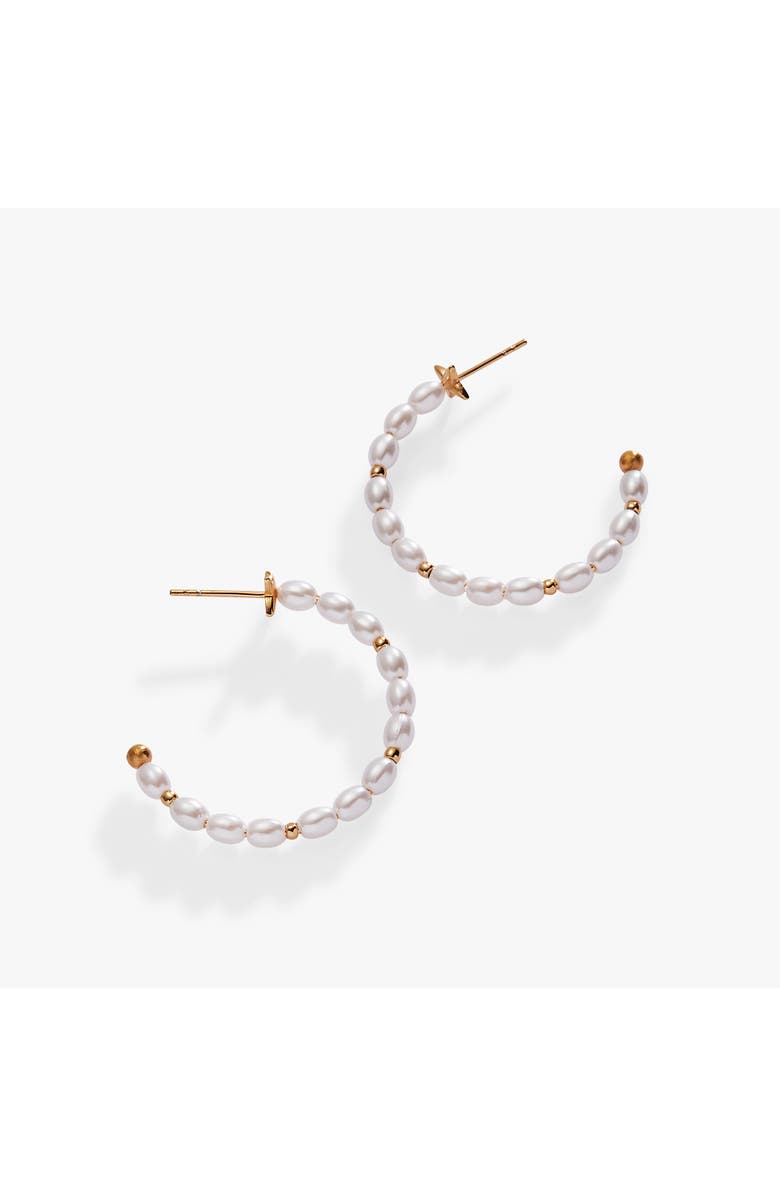 Alex and Ani Rice Pearl Hoop Earrings, Main, color, Pearl