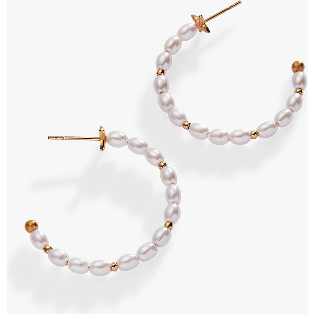 Alex And Ani Rice Pearl Hoop Earrings In Pearl