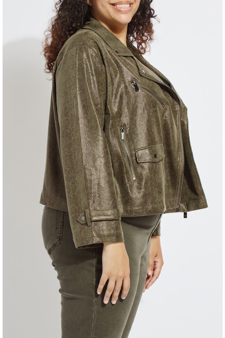 Emory Faux Leather Snake Embossed Moto Jacket, Alternate, color, WOODLAND SNAKE