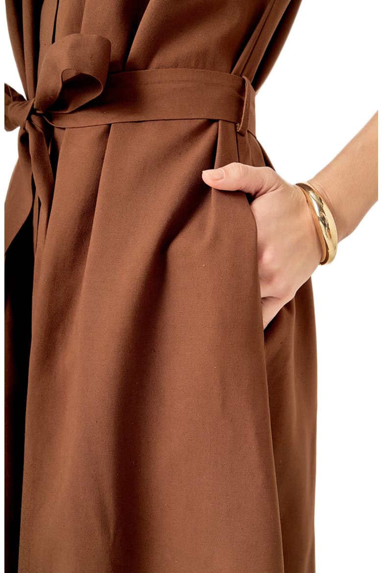 Belted Short Sleeve Shirtdress, Alternate, color, BROWN