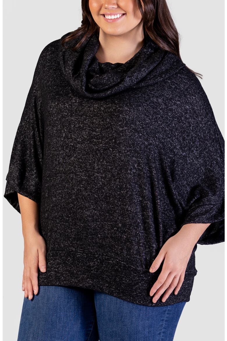 Cowl Neck Elbow Sleeve Sweater, Alternate, color, BLACK