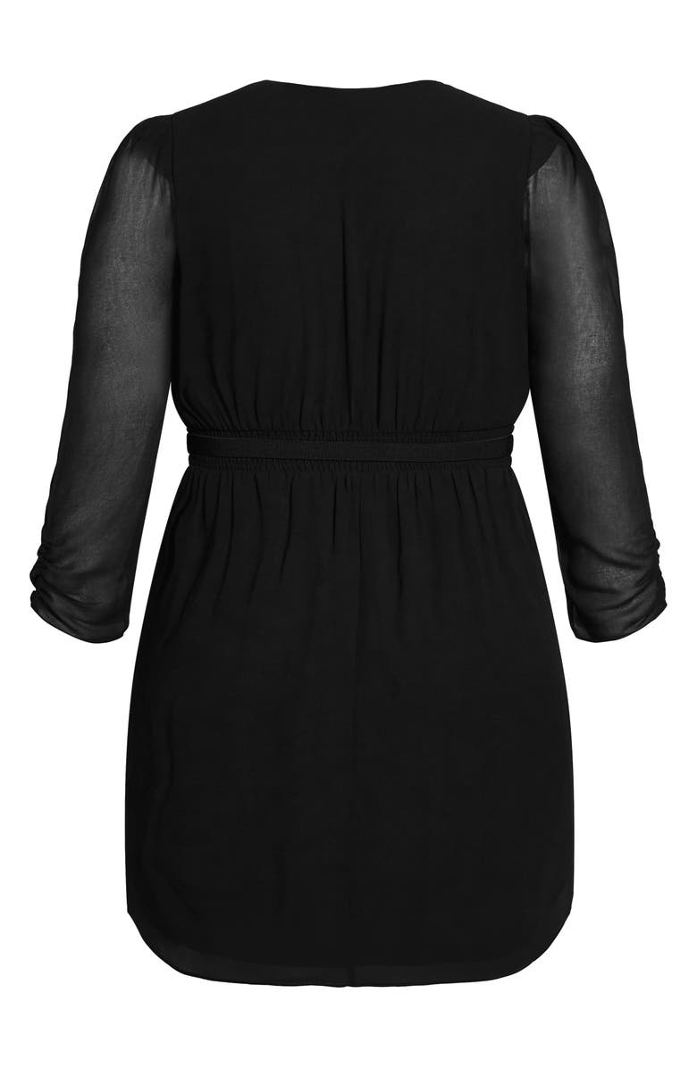 City Chic Affair Belted Long Sleeve Faux Wrap Sheath Dress, Alternate, color,