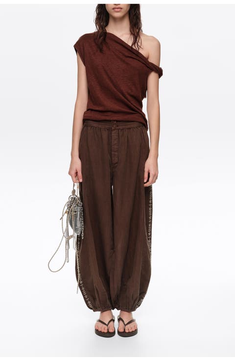 Embroidered harem trousers