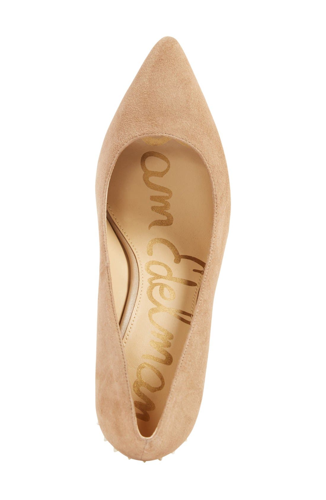 'Tonia' Spike Rand Pointy Toe Pump, Alternate, color, OATMEAL SUEDE
