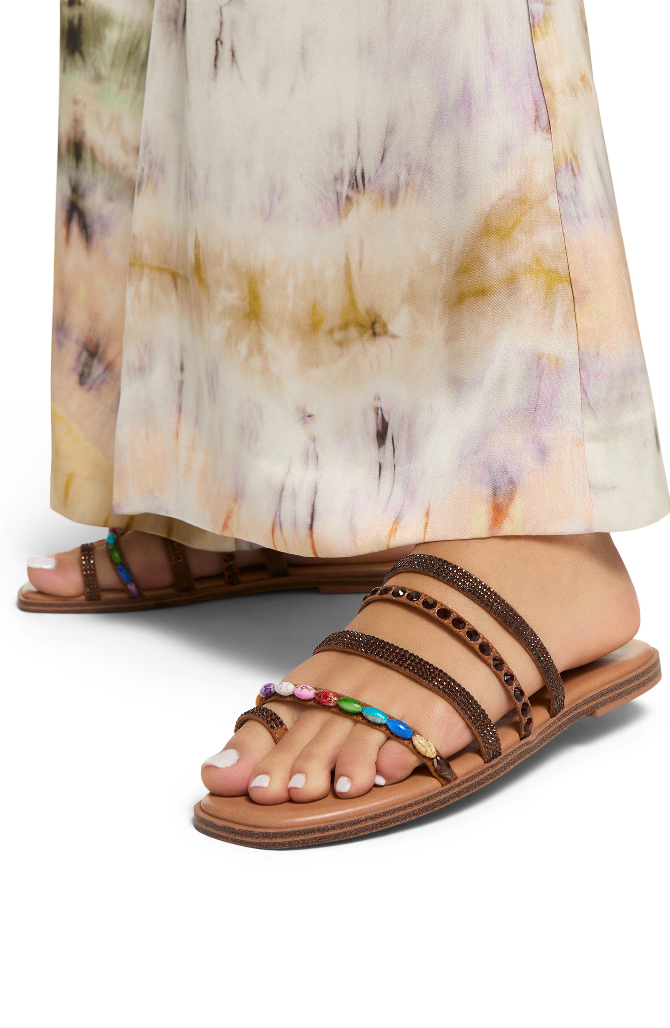 ALDO Lindya Toe Ring Slide Sandal, Alternate, color, Brown Multi