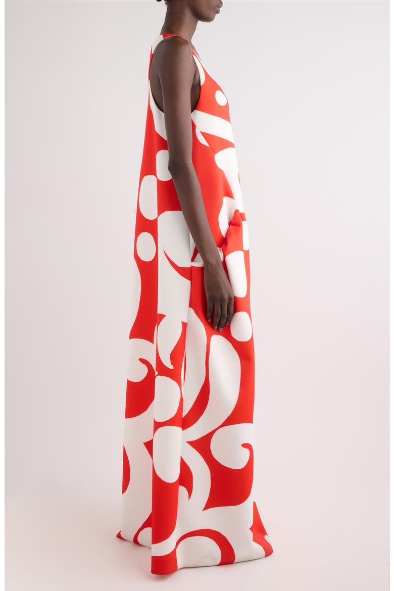 Drazero Giant Swirl Print Scuba Knit Trapeze Dress, Alternate, color, RED