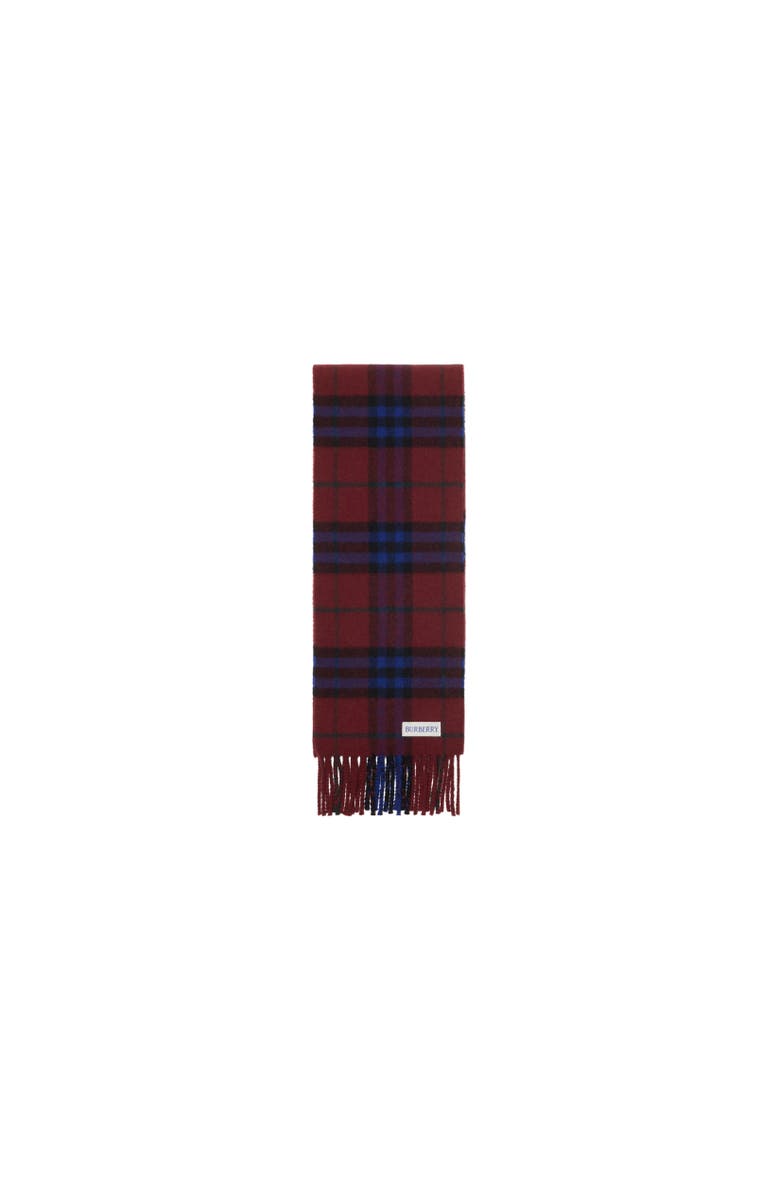 Burberry Narrow Check Cashmere Scarf, Alternate, color, Sash Red