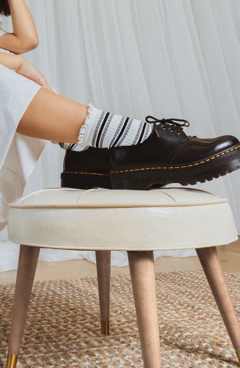 K Bell Socks Spring Stripes Ruffle Assorted 3-Pack Crew Socks, Alternate, color, White/ Assorted