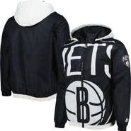 STARTER Men's Starter Black Brooklyn Nets The Triple Double Full-Zip Hoodie Jacket
