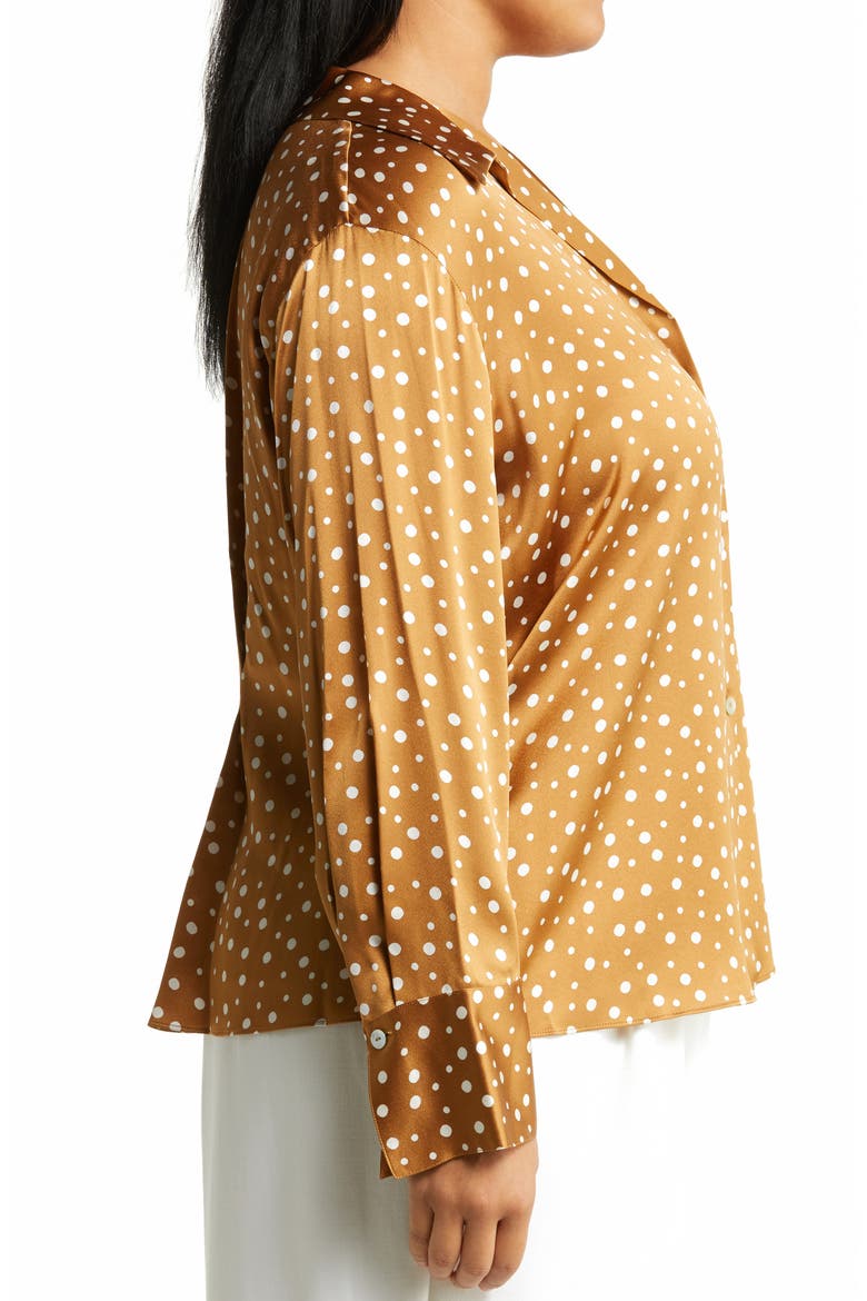 Dot Print Silk Blouse, Alternate, color, HONEY