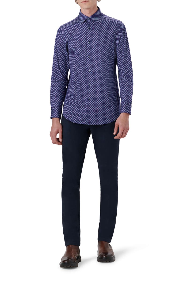 Bugatchi OoohCotton<sup>®</sup> Print Button-Up Shirt, Alternate, color, 
