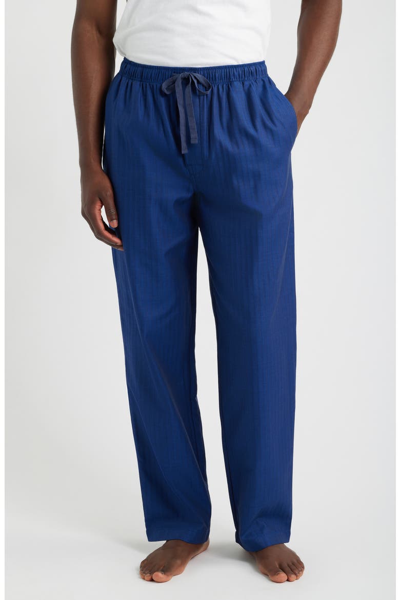 Signature Herringbone Cotton Pajama Pants, Main, color, TRUE BLUE