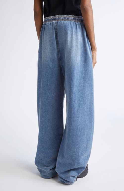 Alexander Wang Elastic Waist Brushed Denim Sweatpants In Blue