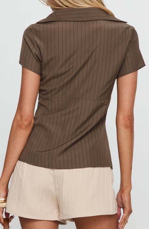 Princess Polly Life Begins Short Sleeve Shirt In Brown