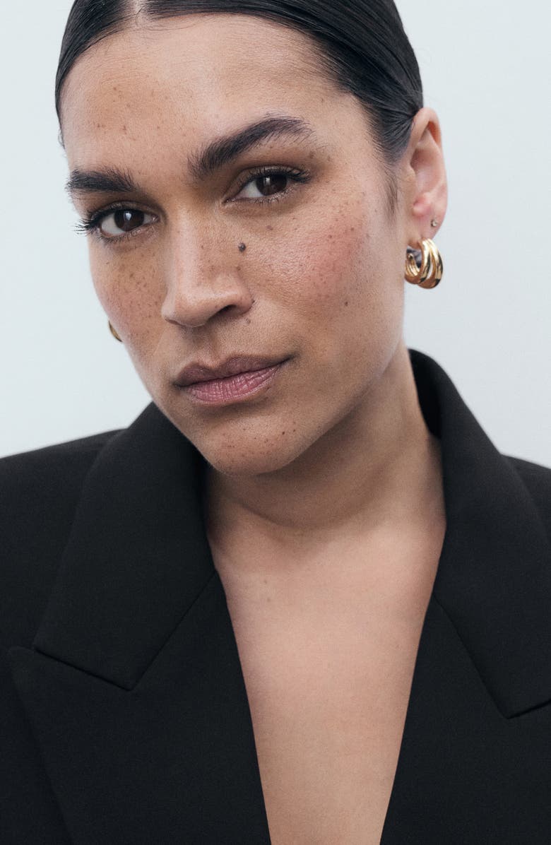 MANGO Iguana Double Breasted Blazer, Alternate, color, Black