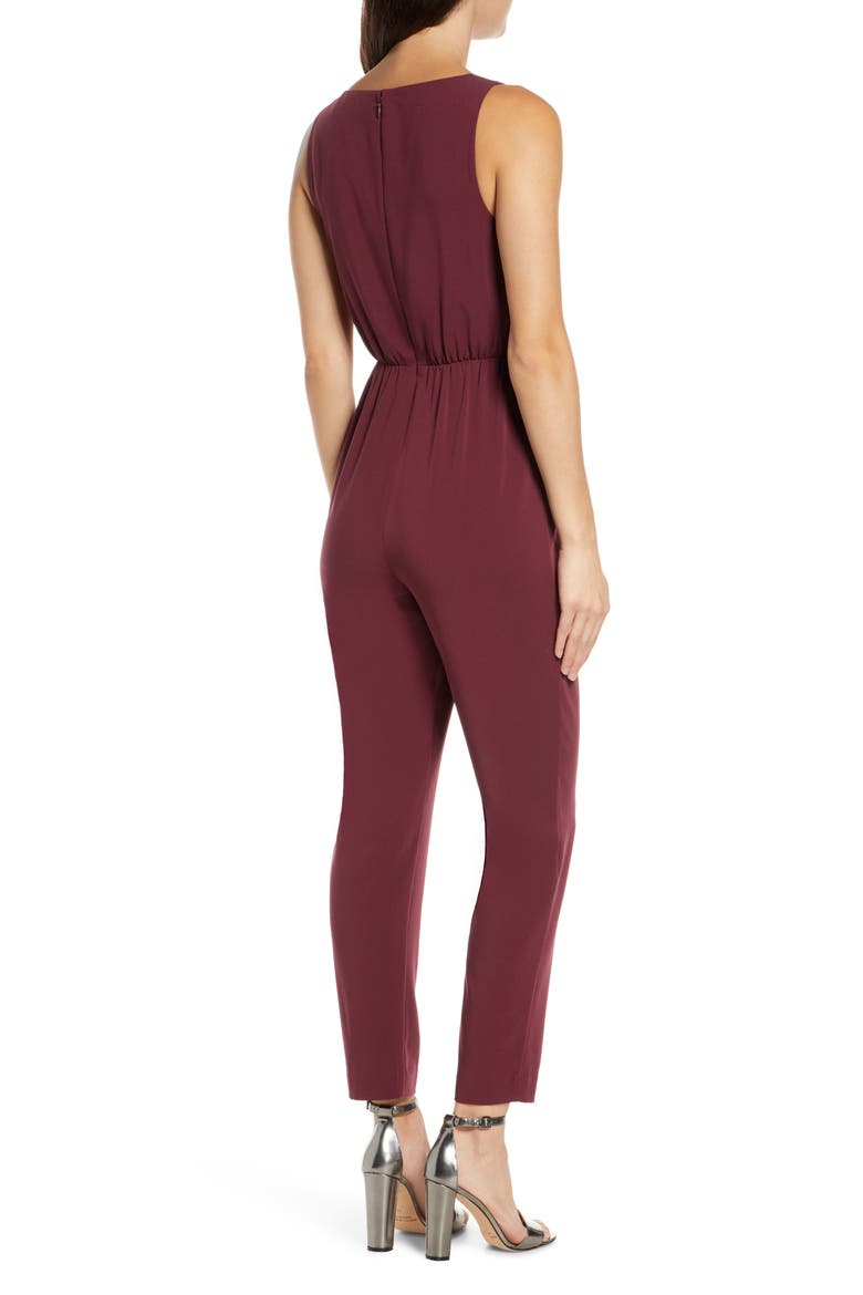 Sleeveless Slim Leg Asymmetrical Jumpsuit, Alternate, color, FIG