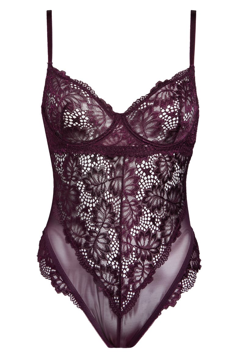 Lace Underwire Teddy, Alternate, color, POTENT PURPLE