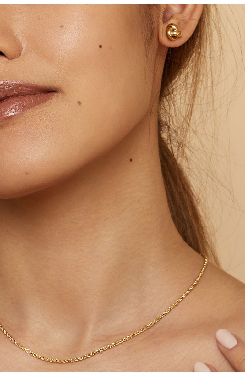 Oradina 14K Gold Forget Me Knot Stud Earrings, Alternate, color, Tricolor Gold