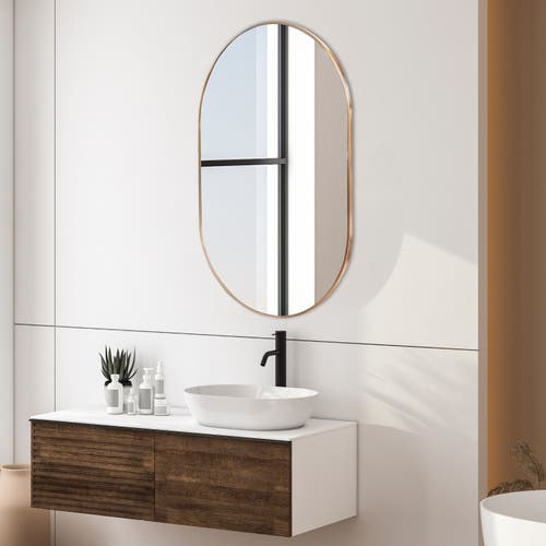 Jonathan Y Milly Medium Oval Metal Framed Wall Mirror In Gold