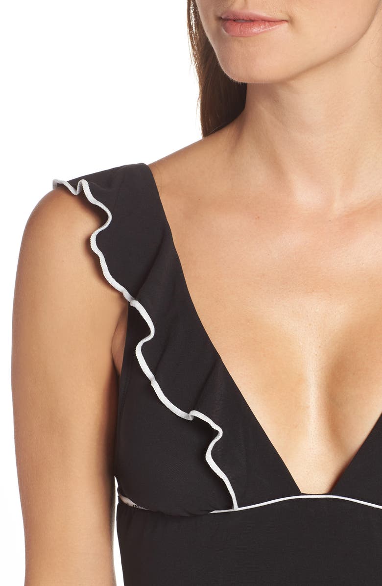 Robin Piccone Malia Ruffle One-Piece Swimsuit, Alternate, color,