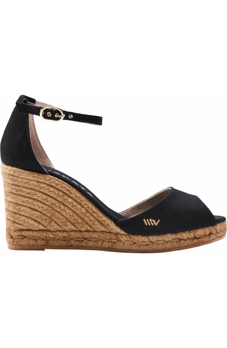 VISCATA Aiguafreda Canvas Espadrille Sandal Wedges, Main, color, Black